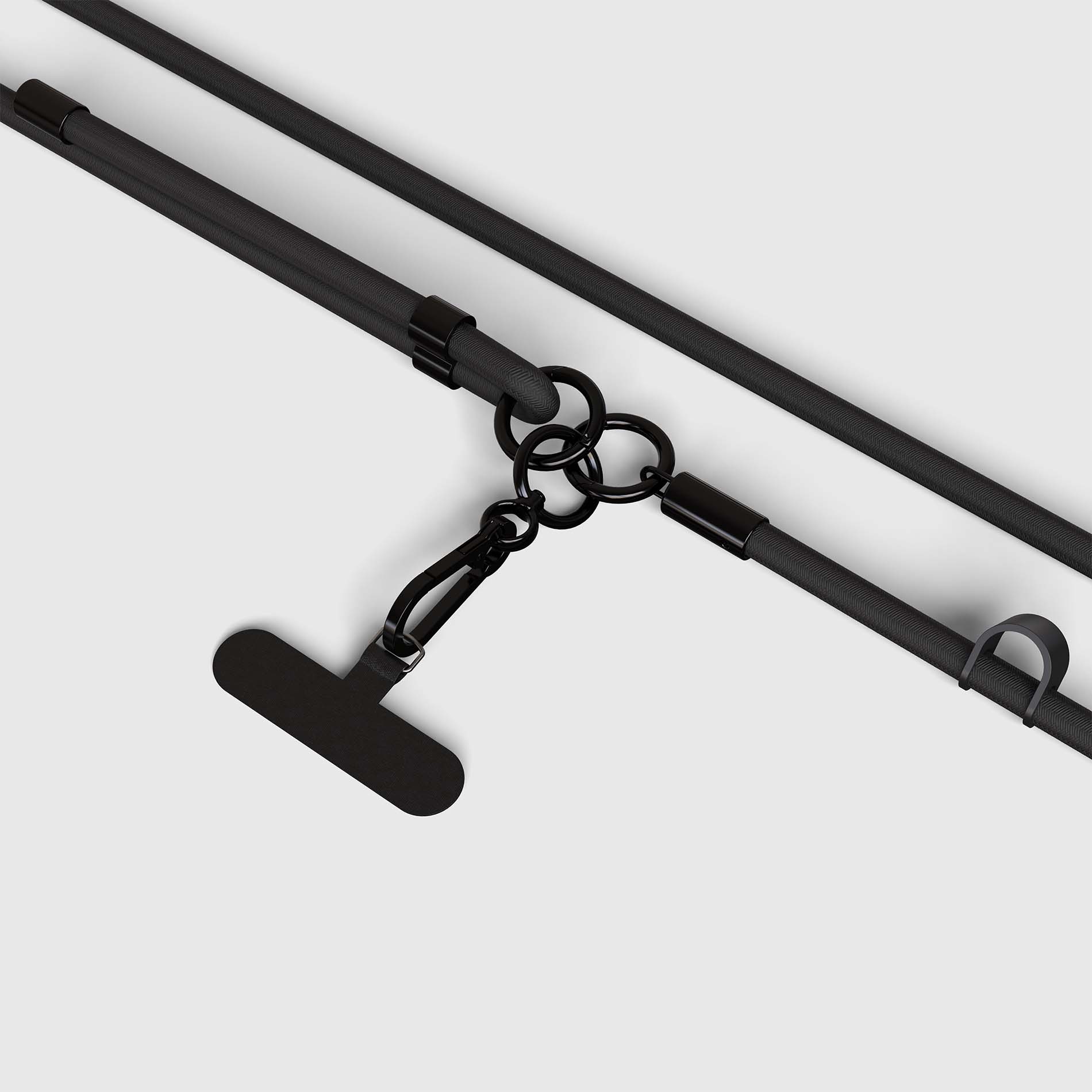 BLACK SOLID CROSSBODY PHONE STRAP