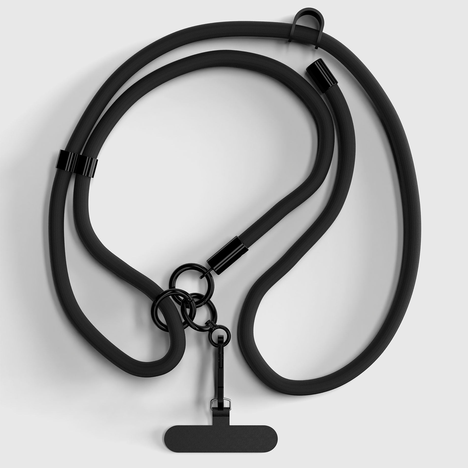 BLACK SOLID CROSSBODY PHONE STRAP
