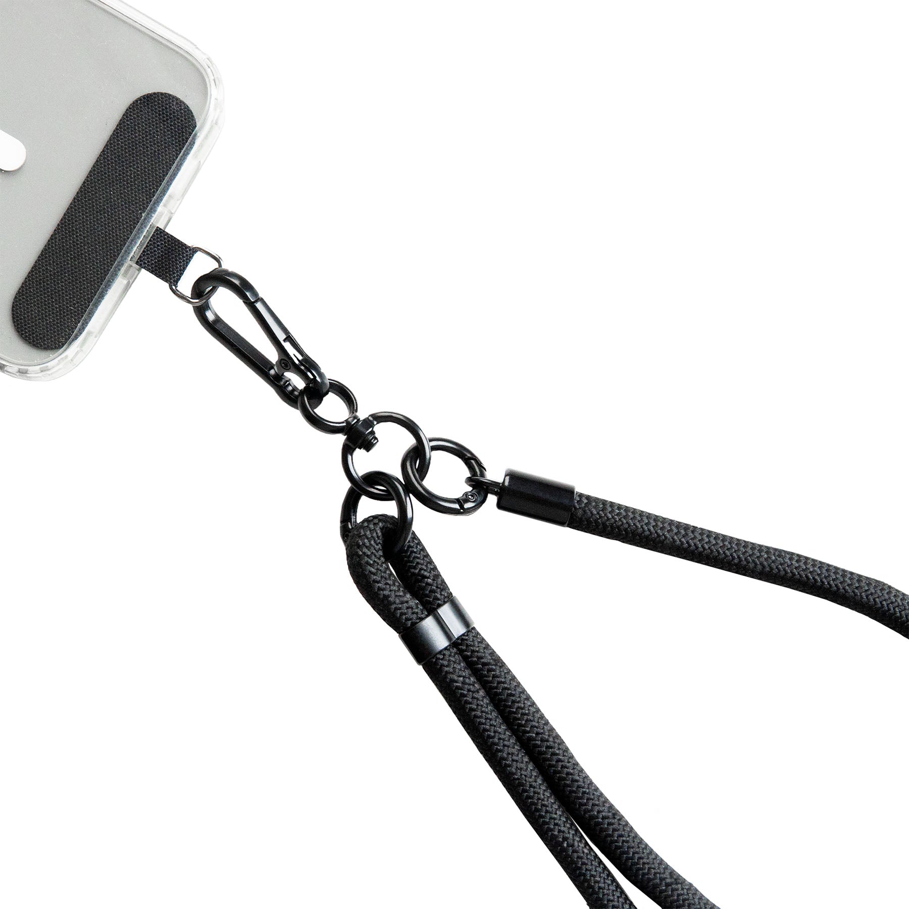 BLACK SOLID CROSSBODY PHONE STRAP