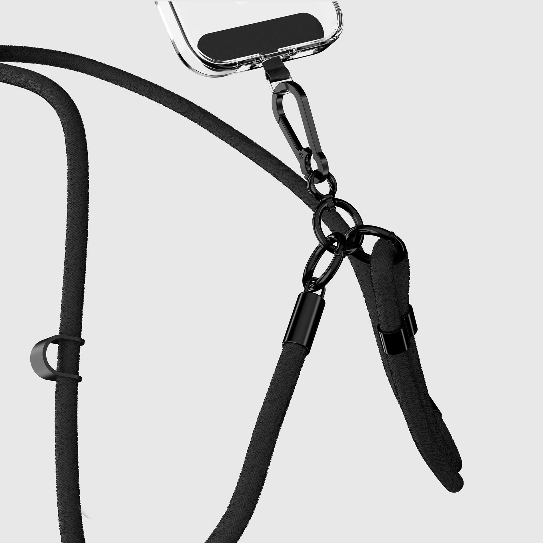 BLACK SOLID CROSSBODY PHONE STRAP